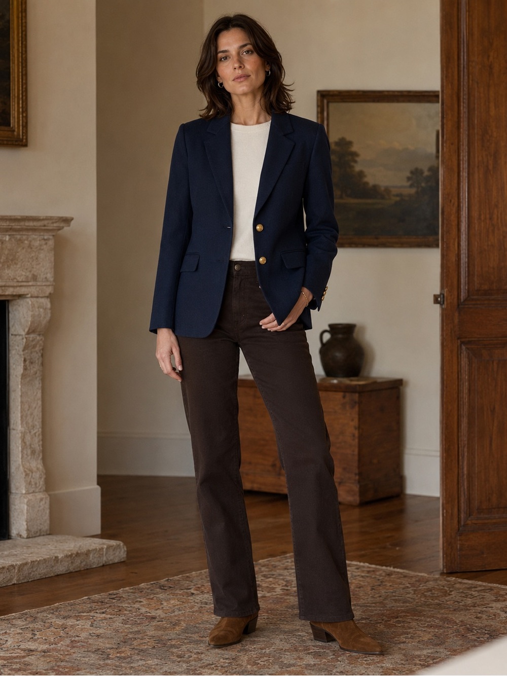 Pendleton 100% Virgin Wool Crest Button Blazer Navy 4 Petite USA